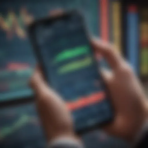 Visual representation of stock market trends on a mobile screen