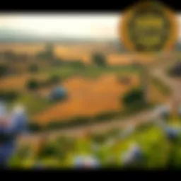 A serene rural landscape showcasing diverse farmland