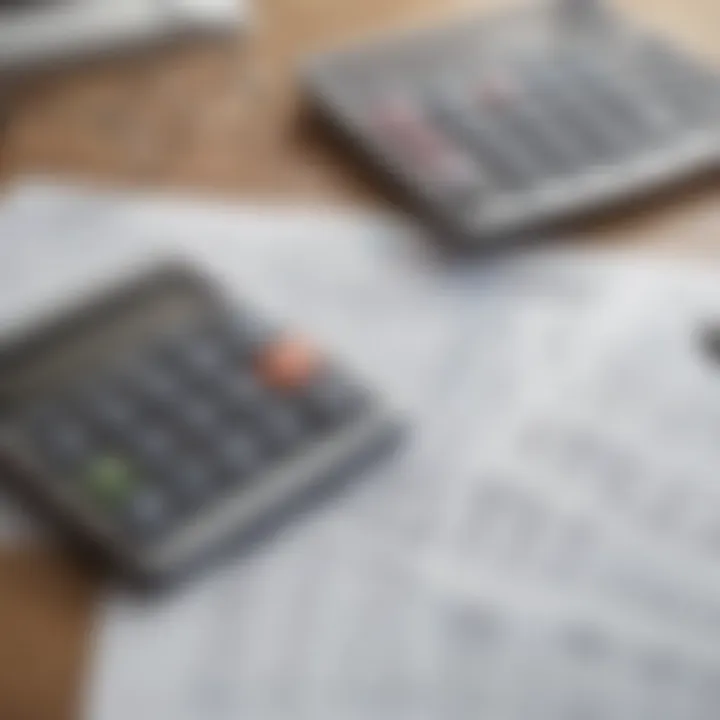 A calculator and financial documents on a table