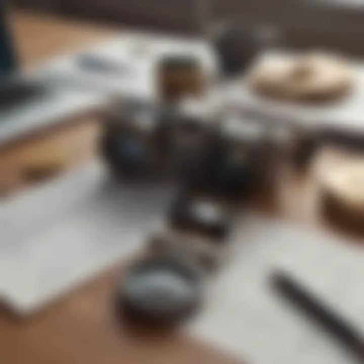 Diverse financial instruments displayed on a desk